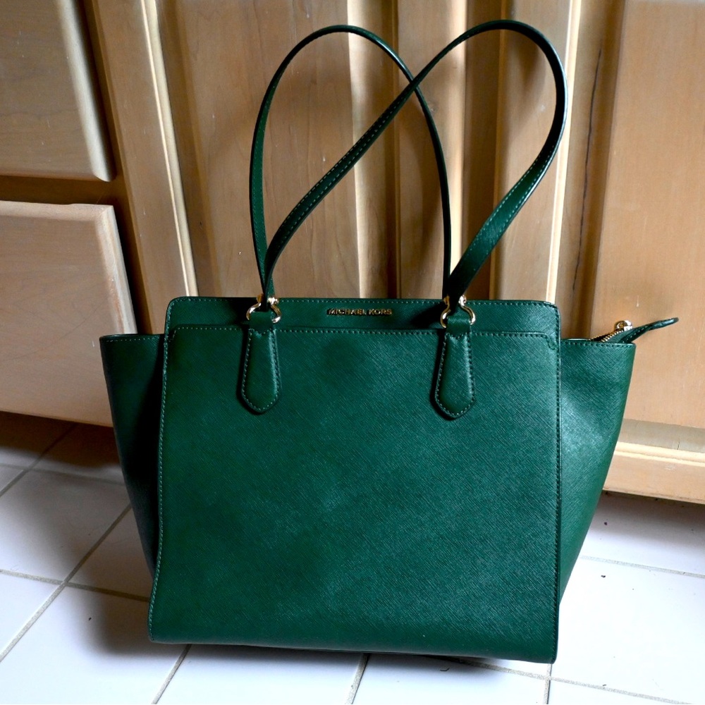 Michael Kors tote bag, brand new, beautiful rich, dark green, never worn